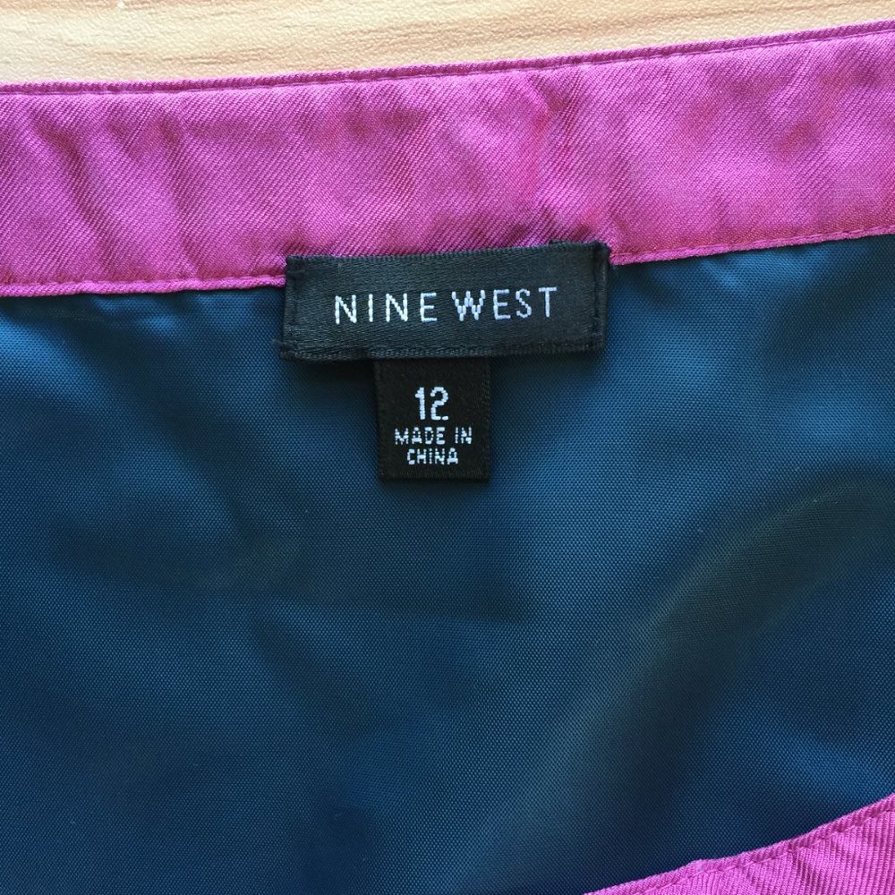Nine West Pink and Teal Ombre Silk Skirt Size 12 - Picture 6 of 7